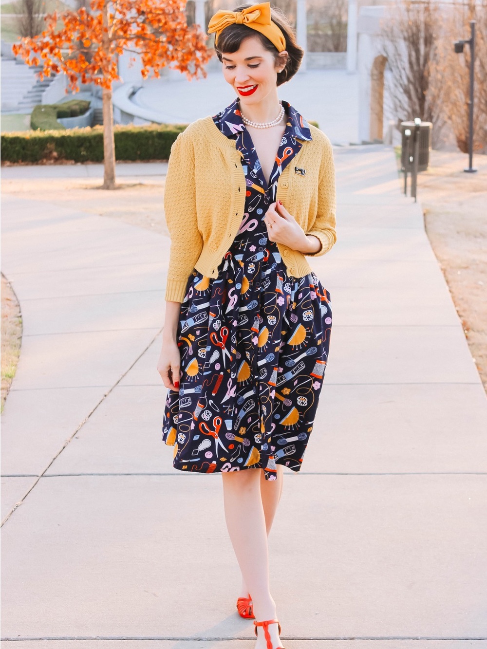 Joanie Sewing Print Dress US18 UK22 - Picture 2 of 5